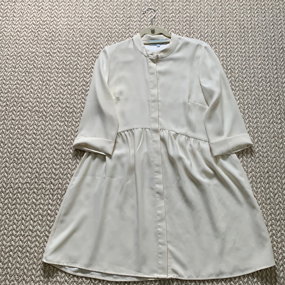 Tuckernuck Ivory Royal Shirt Dress in White Crème Crepe - Size Small